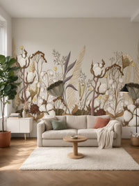 Papier peint panoramique Fleurs séchées posé au mur, vue 2