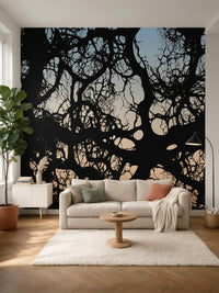 Papier peint panoramique Branches au couchant posé au mur, vue 2