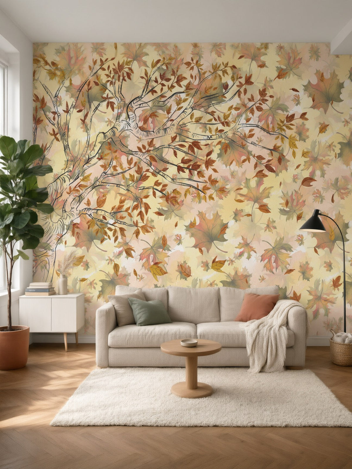 Papier peint panoramique Arbre d’automne posé au mur, vue 2