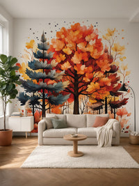 Papier peint panoramique Bosquet d'automne posé au mur, vue 2