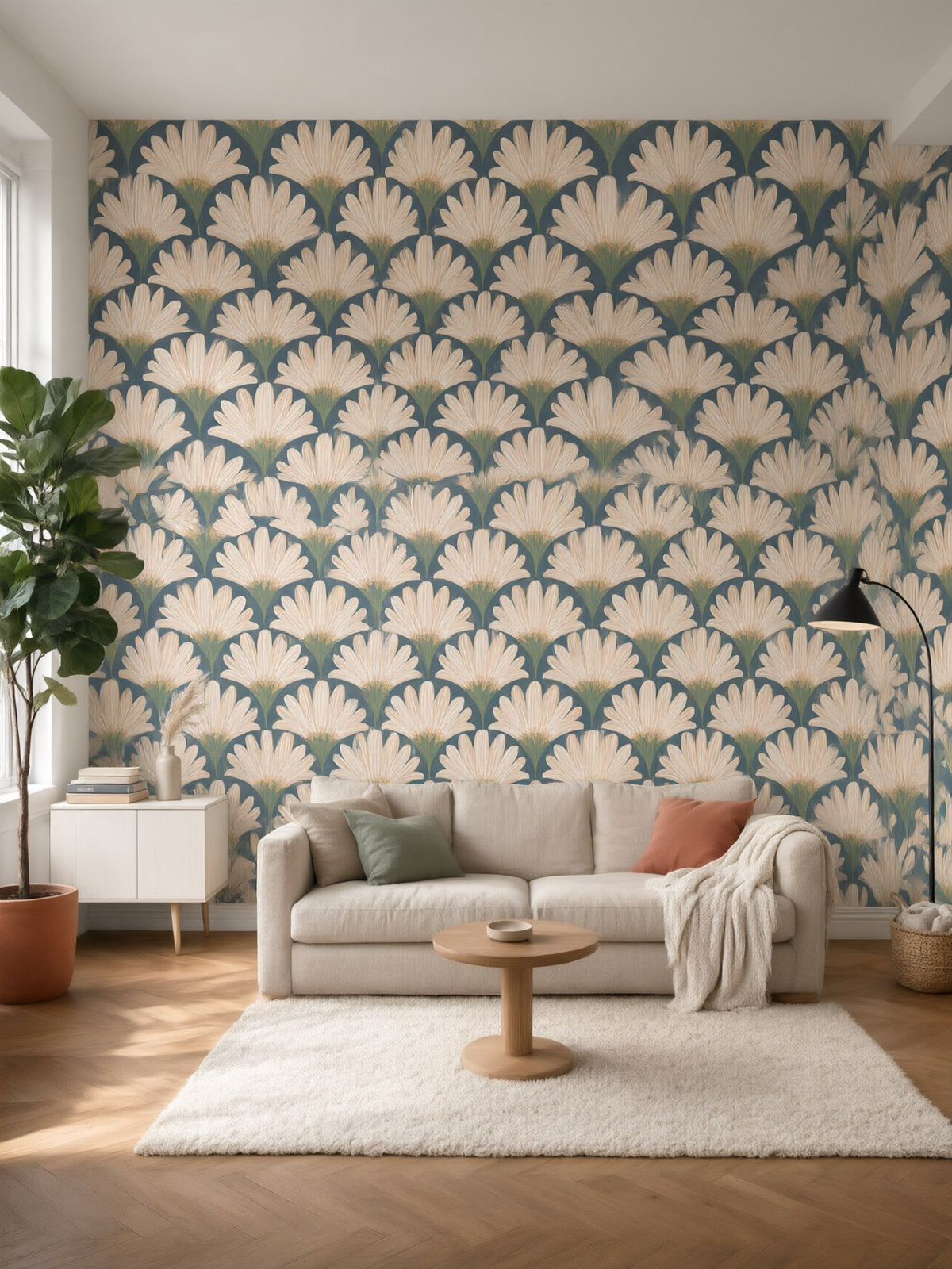 Papier peint panoramique Éventails Art déco posé au mur, vue 2