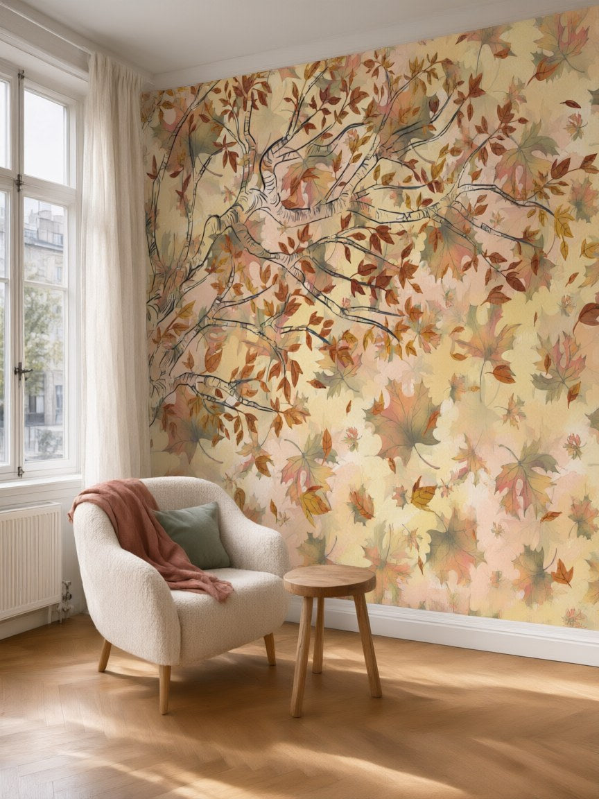 Papier peint panoramique Arbre d’automne posé au mur, vue 5