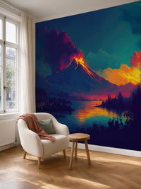 Papier peint panoramique Volcan en éruption posé au mur, vue 5