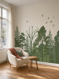 Papier peint panoramique Forêt en silhouettes posé au mur, vue 5