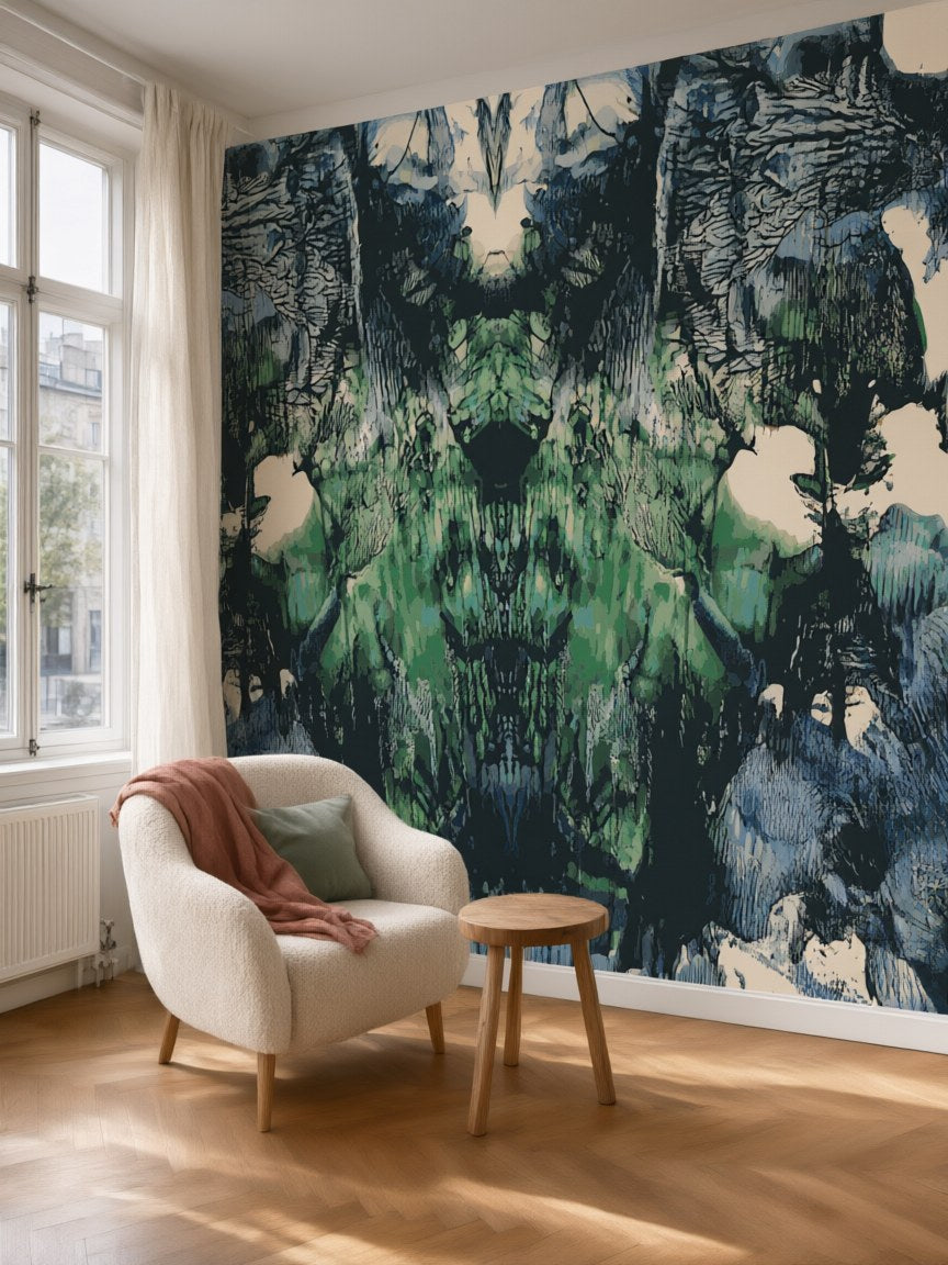 Papier peint panoramique Encre abstraite posé au mur, vue 5