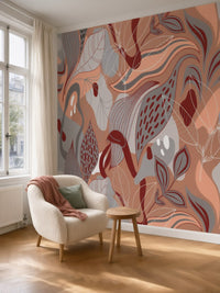 Papier peint panoramique Botanique moderne posé au mur, vue 5