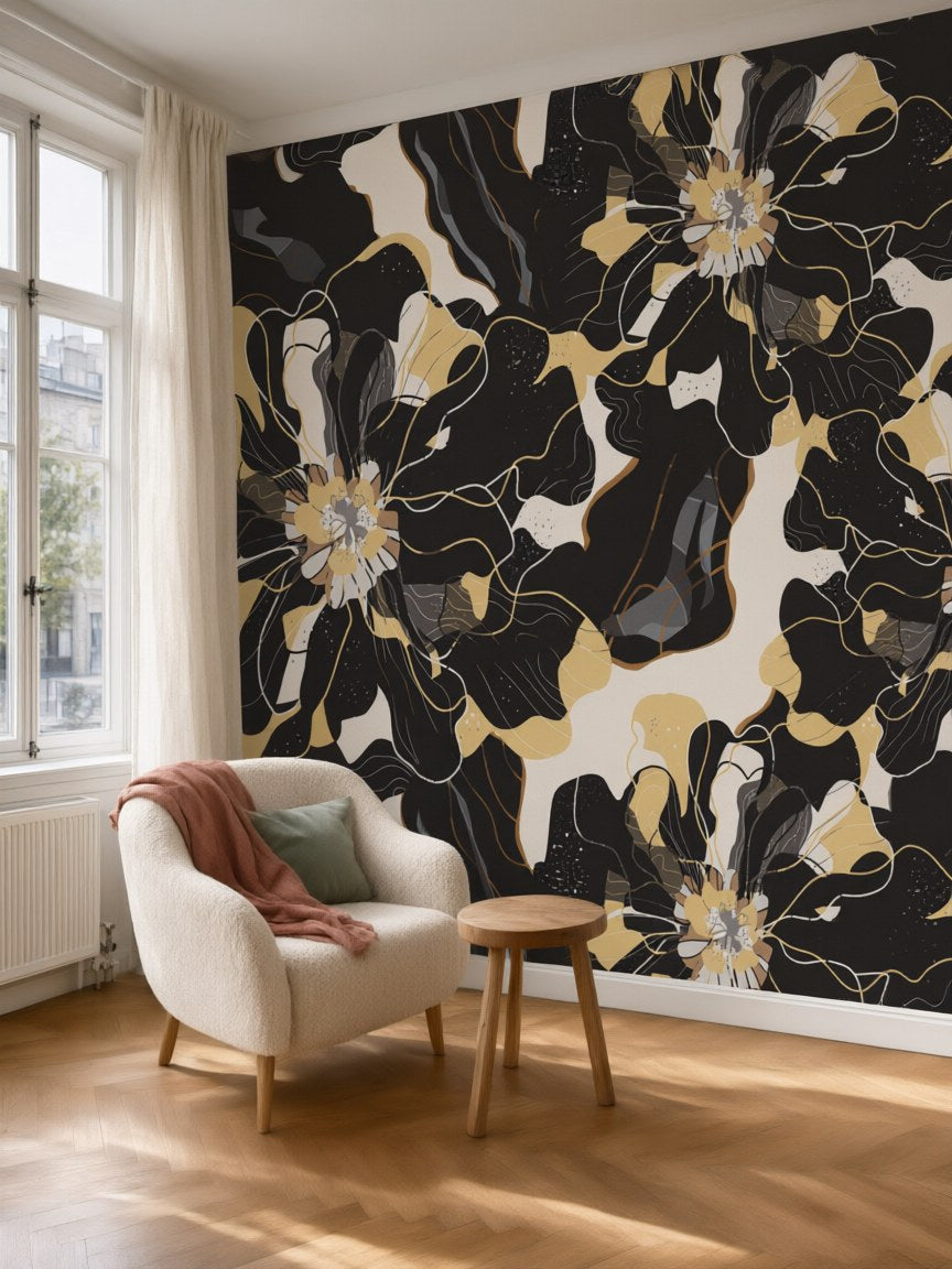 Papier peint panoramique Fleurs modernes posé au mur, vue 5