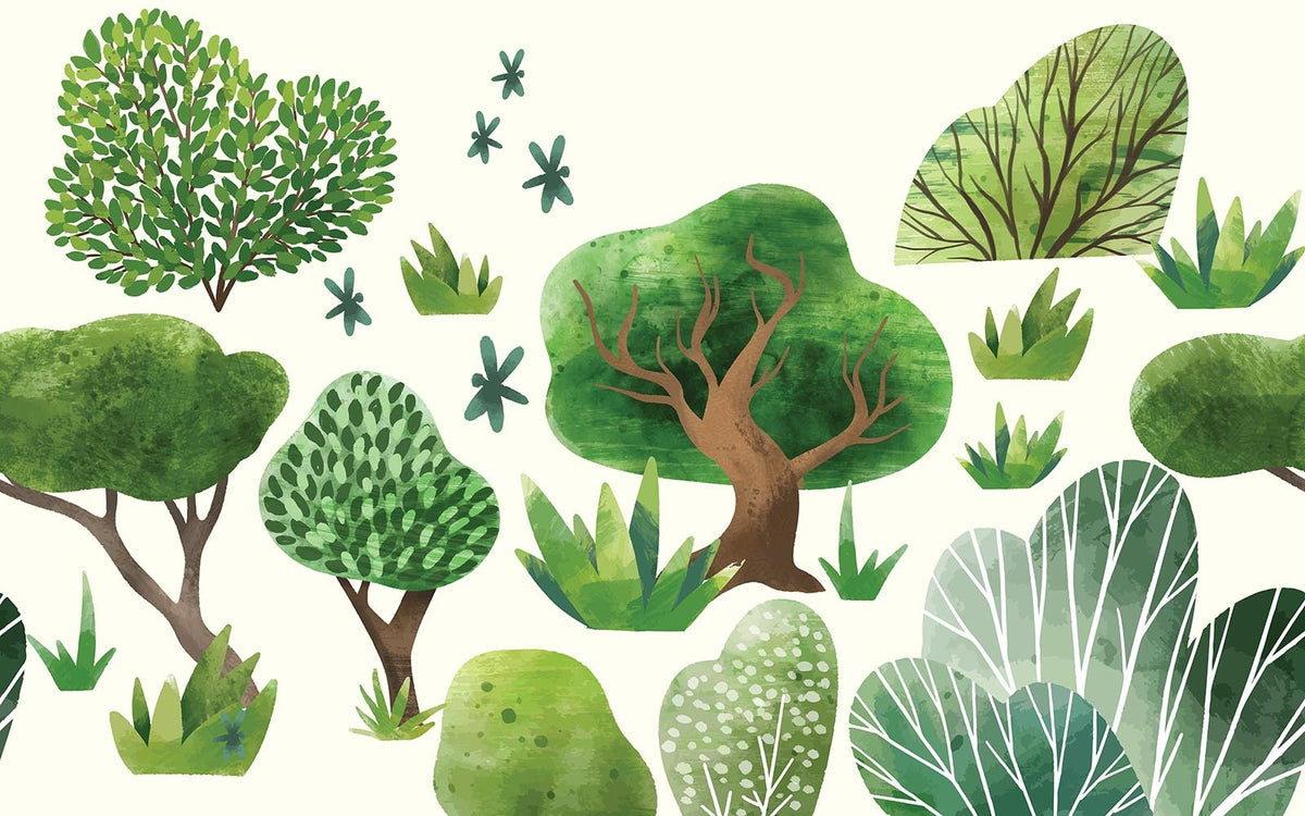 Aperçu du cadrage de Arbres aquarelle – Vert