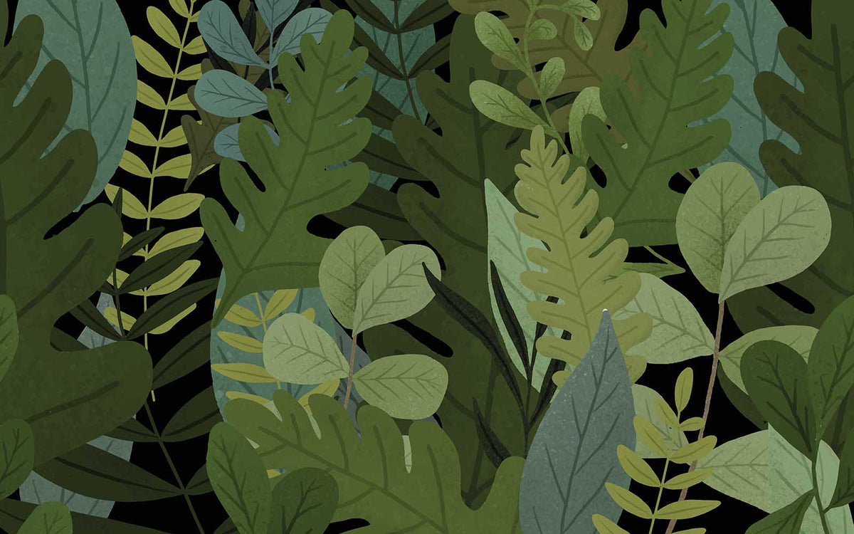 Aperçu du cadrage de Feuilles tropicales – Vert profond