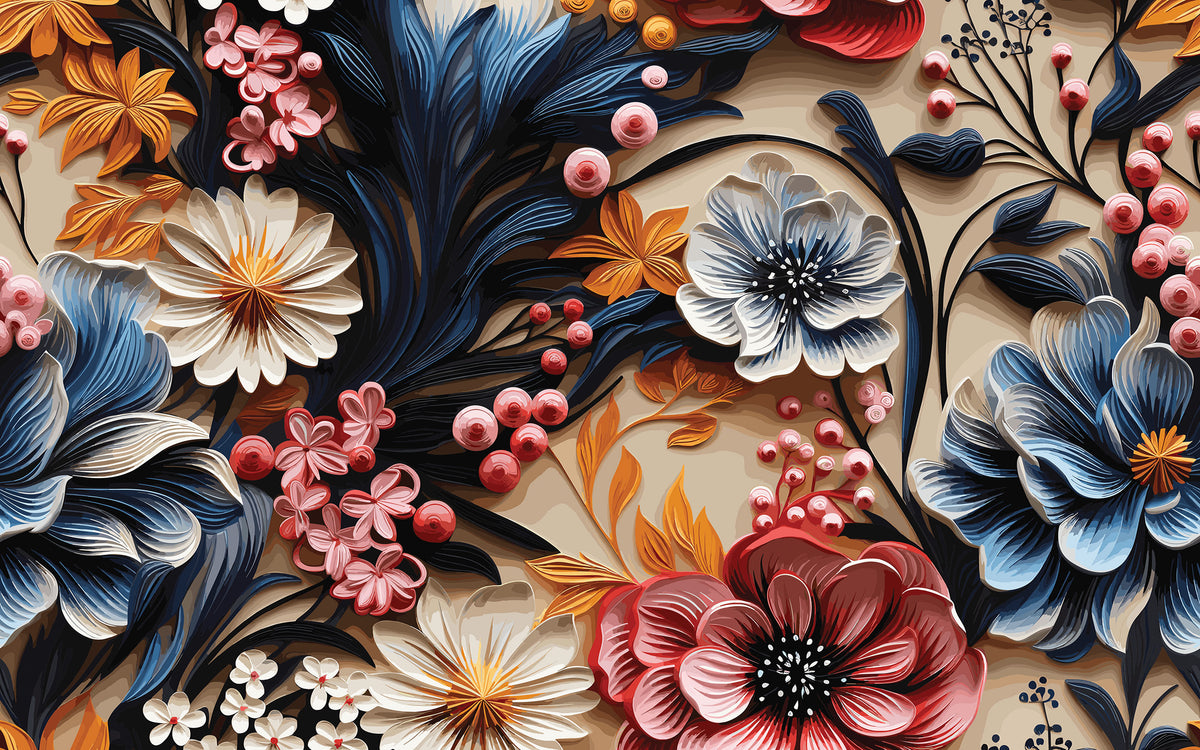 Aperçu du cadrage de Fleurs en relief – Multicolore