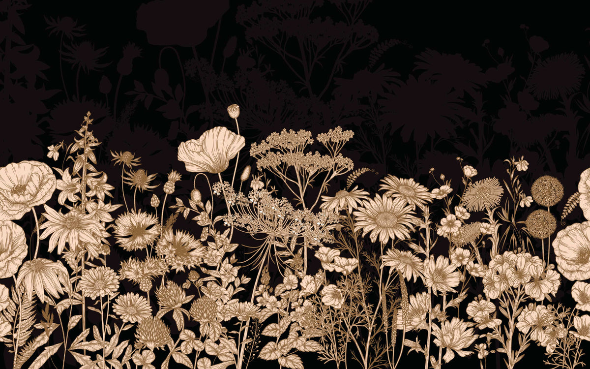 Aperçu du cadrage de Fleurs sauvages de minuit – Noir et sable