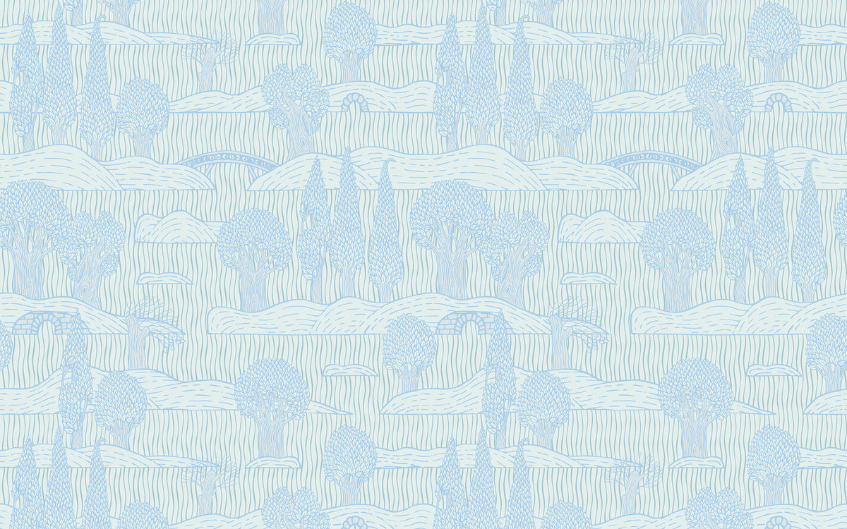 Aperçu du cadrage de Forêt au trait – Bleu pâle