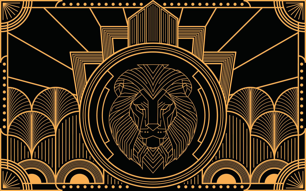 Aperçu du cadrage de Lion Art déco – Noir et or