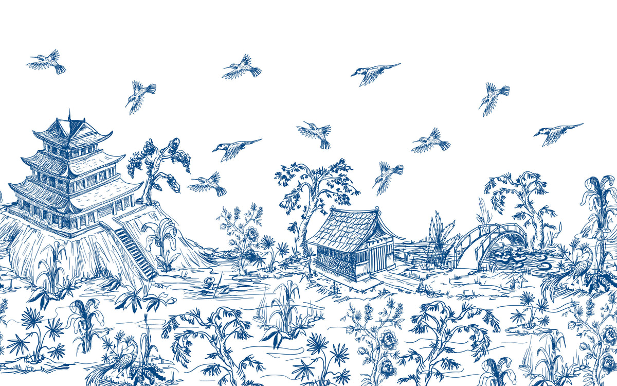 Aperçu du cadrage de Jardin à la pagode – Bleu