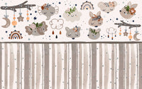 Détail du motif du papier peint panoramique Animaux bohème