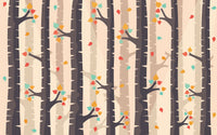 Détail du motif du papier peint panoramique Arbres d’automne
