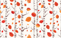 Détail du motif du papier peint panoramique Bouleaux d’automne