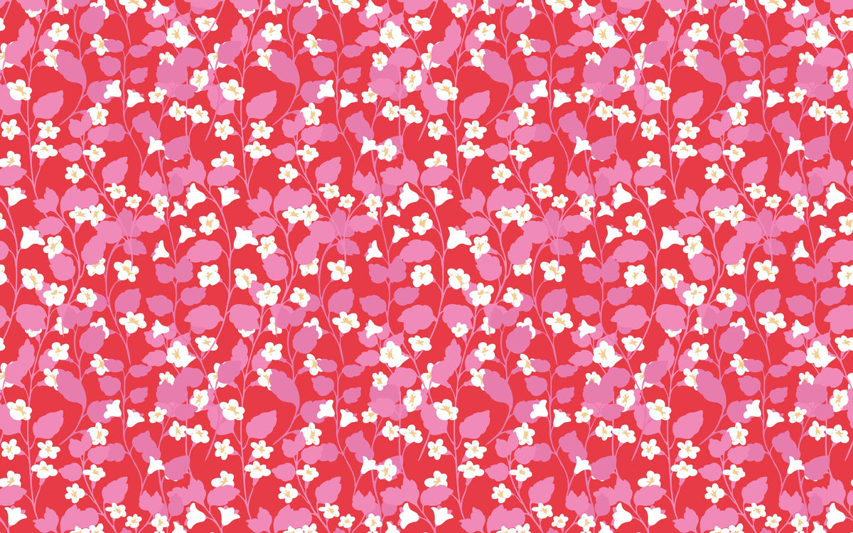Détail du motif du papier peint panoramique Confettis fleuris