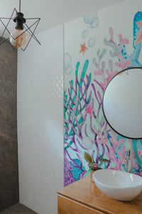 Papier peint panoramique coraux posé au mur, vue 2