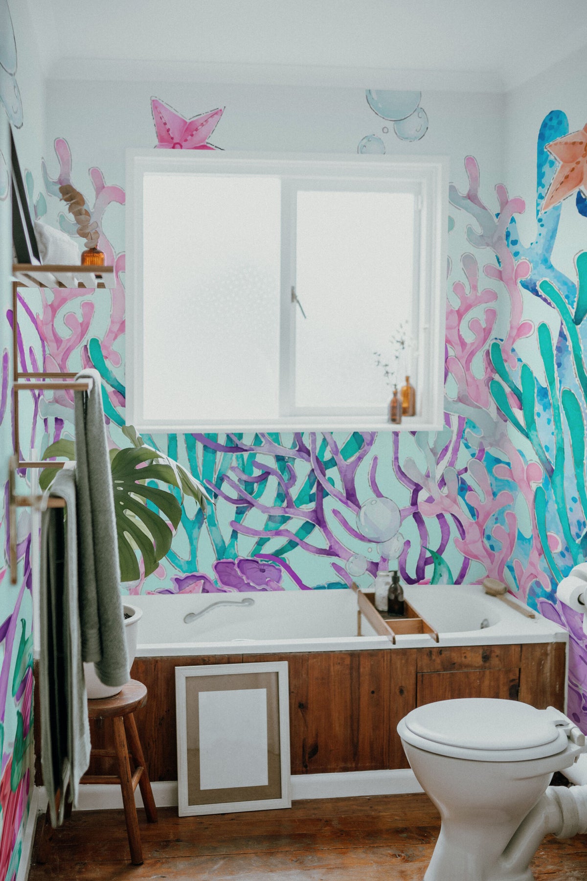 Papier peint panoramique coraux posé au mur, vue 3