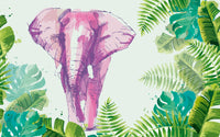 Détail du motif du papier peint panoramique Éléphant dans la jungle
