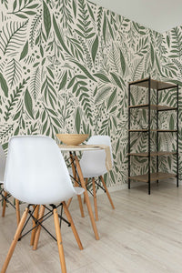 Papier peint panoramique feuillage posé au mur, vue 3