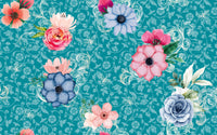 Détail du motif du papier peint panoramique Jardin baroque