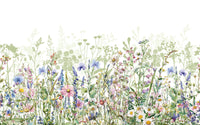 Détail du motif du papier peint panoramique Fleurs des champs