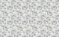 Détail du motif du papier peint panoramique Fleurs dessinées