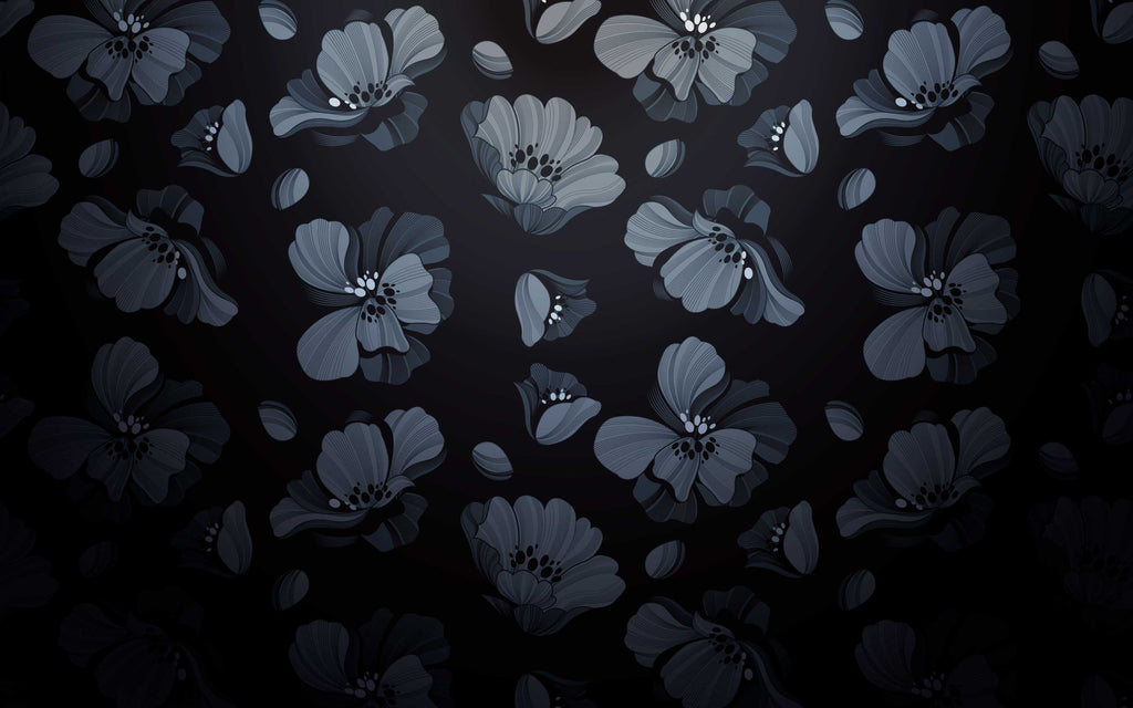 Détail du motif du papier peint panoramique Fleurs de nuit