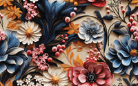 Détail du motif du papier peint panoramique Fleurs en relief