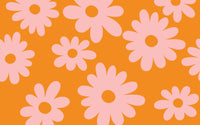 Détail du motif du papier peint panoramique Fleurs rétro