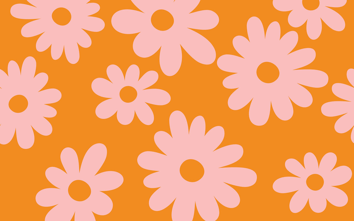 Détail du motif du papier peint panoramique Fleurs rétro