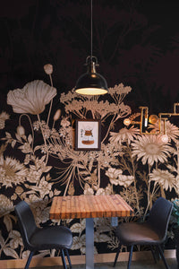 Papier peint panoramique fleurs sauvages posé au mur, vue 3