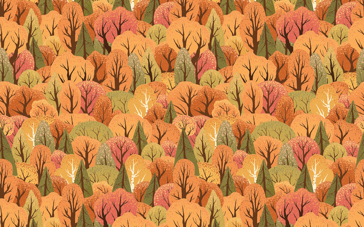 Détail du motif du papier peint panoramique Forêt d’automne