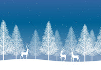 Détail du motif du papier peint panoramique Forêt enneigée et cerfs