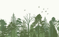 Détail du motif du papier peint panoramique Forêt en silhouettes