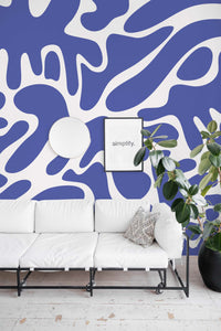 Papier peint panoramique formes bleues — esprit papiers découpés de Matisse
