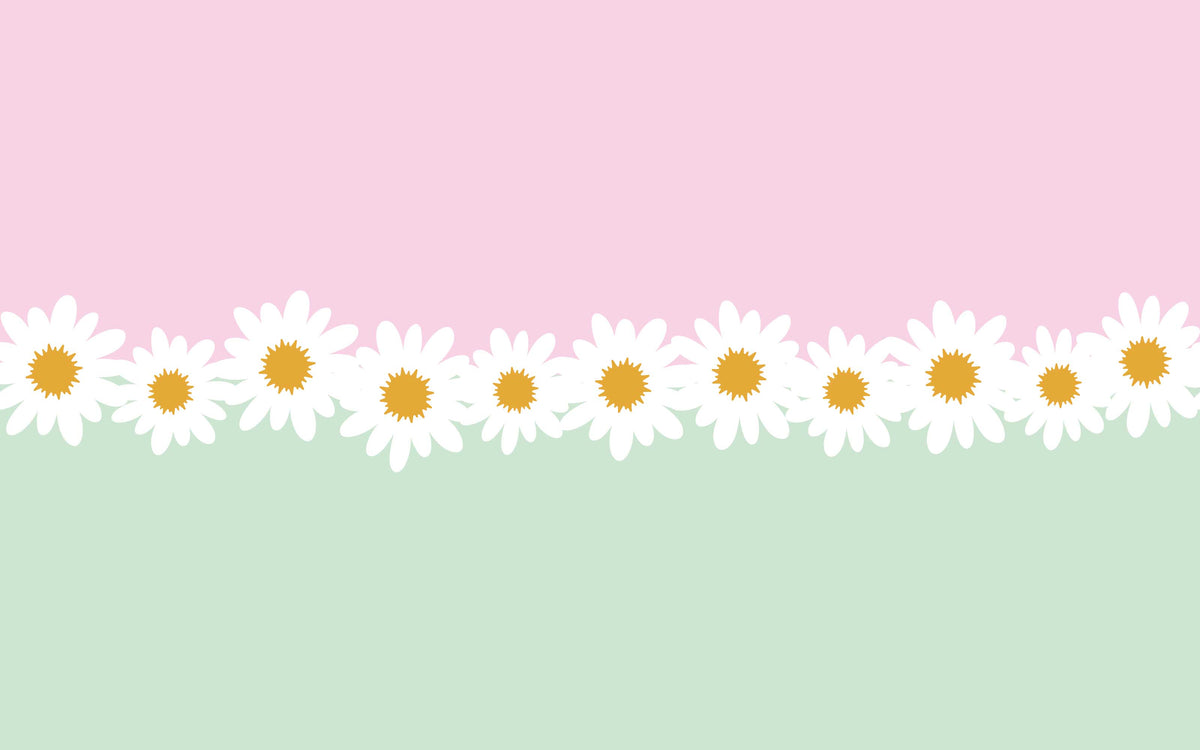 Détail du motif du papier peint panoramique Frise de marguerites