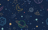 Détail du motif du papier peint panoramique Galaxie