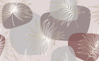 Détail du motif du papier peint panoramique Galets et plumes