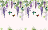 Détail du motif du papier peint panoramique Glycine