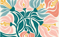 Détail du motif du papier peint panoramique Grandes fleurs