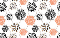 Détail du motif du papier peint panoramique Hexagones safari