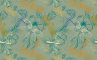 Détail du motif du papier peint panoramique Libellules