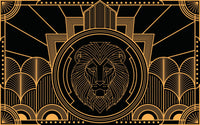 Détail du motif du papier peint panoramique Lion Art déco