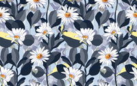 Détail du motif du papier peint panoramique Marguerites