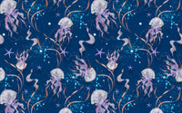 Détail du motif du papier peint panoramique Méduses