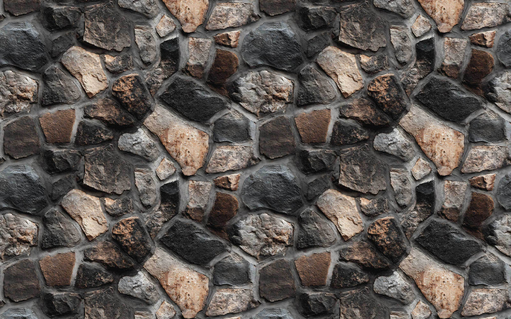 Détail du motif du papier peint panoramique Mur de pierres