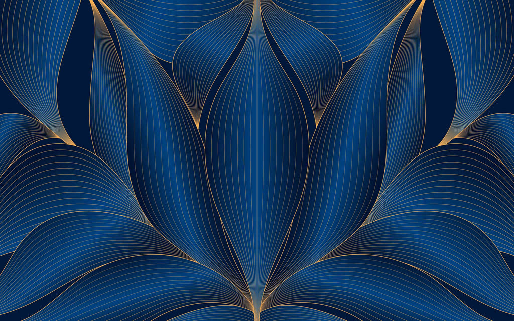 Détail du motif du papier peint panoramique Nénuphar Art déco